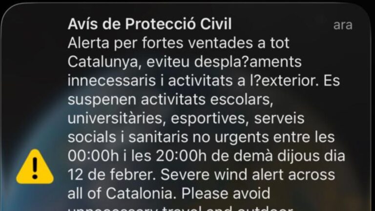 Los teléfonos de Cataluña reciben alerta del Gobierno