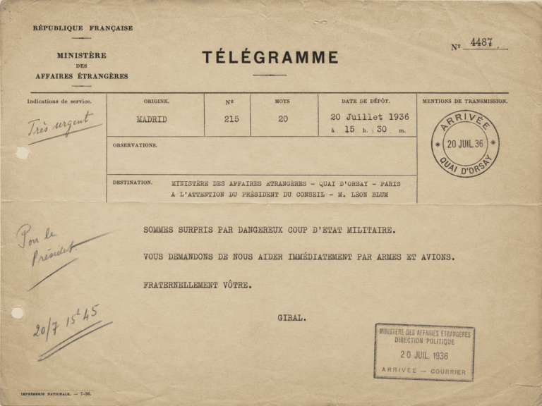 Ilustración reconstruida del telegrama Giral
