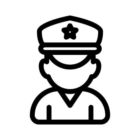 icono de contorno policial. símbolo oficial del nombre. diseño de icono de